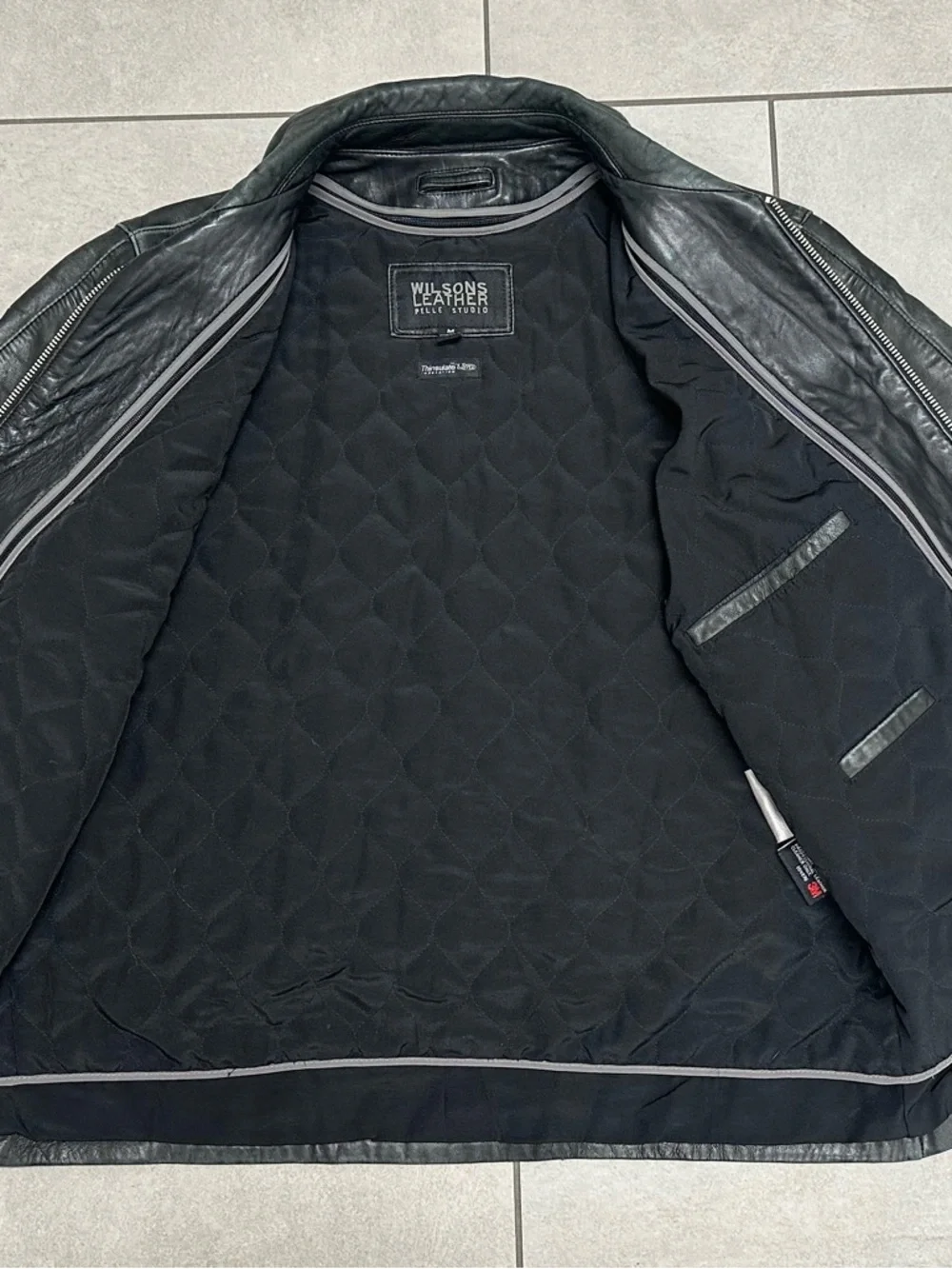 VTG Men’s Black WILSONS LEATHER JACKET Medium Pelle Studio Removable Lining - Picture 7 of 12